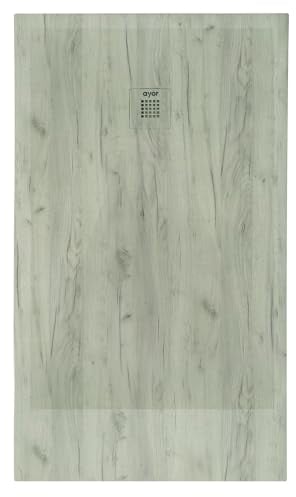 ONDÉE - Receveur de douche NATURO - Receveur extra-plat texture lisse - 90x140x3cm - Découpable - Antidérapant classe 2 - Résine - Livré avec bonde - Fabriqué en Europe - Texturé bois