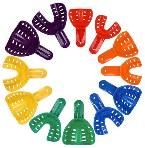 12 Pcs Bandejas Dentales Dentistas Dentista Soporte De Dientes De Plástico Bandejas De Impresión Dental Laboratorio Herramientas De Accesorios
