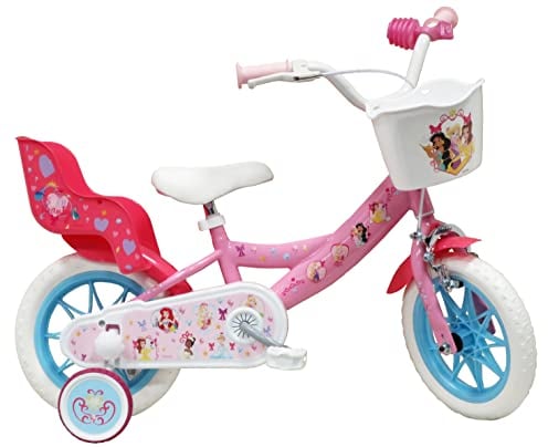 Vélo ATLAS Mädchen Kinderfahrrad 12 Zoll Disney Princess mit 1 Bremse, Rosa, 12''