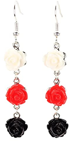 bluebubble OMBRE Rose Bud Wedding Flower Dangle Earrings on Gift Card - Choice of 10 Colours