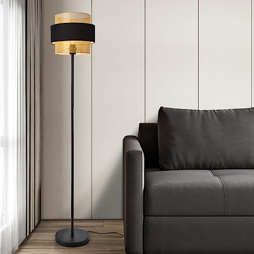 lux.pro Lampadaire Modern Luminaire sur Pied Intemporel Lampe sur Pied Stylé pour Salon Chambre Bureau Métal Plastique Polyester 160 x 30 cm Noir Doré
