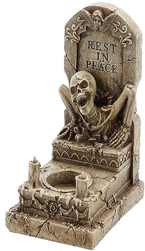 Chaks Kerzenhalter Totenkopf Halloween Dekoration Rest in Peace | 18 cm