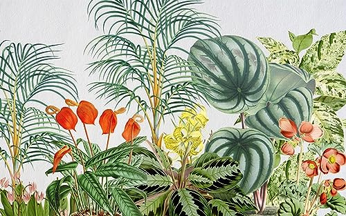 Wallpaper Green Orange Tropical Wallpaper for Living Room Wallpaper for Bedroom 3D Wall Paper Non-Woven Wall Mural Office Corridor Decoration Mural Wallpaper Photo Wallpaper 400x240cm