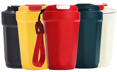 Shunshi Travel Mugs, Insulated Coffee Cup with Leakproof Lid,350ML Reusable Coffee Cups Travel,Car Coffee Cup,Stainless Steel Thermal Mug for Hot and Cold Coffee Water and Tea-1pcs (Red)