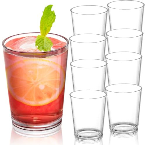 Noamus 9 Pack Plastic Drinking Glasses, 12 Oz Unbreakable Acrylic Water Tumblers, Reusable Shatter-Proof Clear Glasses, Whiskey Drinkware Cups Set for Party Kitchen, Iced Water Tea Coffee