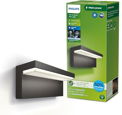 Philips Outdoor Ultra-Efficient Bustan Wandleuchte 3,8W, 4000 Kelvin, IP44 wetterfest, anthrazit