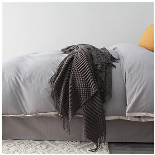 PiurUf Picknickmatte Europa Plaid Knit Decken for Betten Sofa Hubble-Bubble Nordic Travel Car Klimaanlage Gestrickte Decke Decke Bettdecke Picknickdecke (Color : Deep Gray Blanket, Size : China)