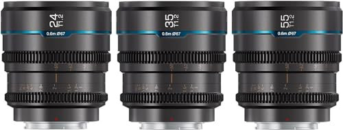 SIRUI Night Walker Cine-Objektiv mit Manuellem Fokus Set, 24mm, 35mm, 55mm, T1.2-Objektiv mit großer Blende und S35 Frame Prime Lens für L Montieren für Sigma FP, S5/S5II/S5IIX, (MS-3SLG, grau)