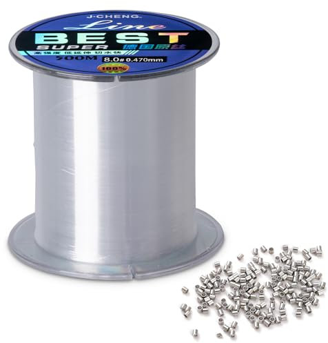 Tycoonest 500 Meters Fishing Line, Monofilament Clear Nylon Fishing Line, Strong Invisible Wire, Wear-Resistant Strong Tension High Load Wire with 100 Loop Sleeves for Hanging Crafts