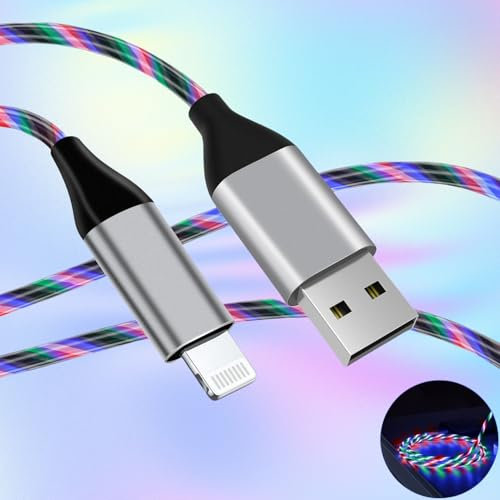 Light Up iPhone Charger Cable LED iPhone Charger Cord Apple MFi Certified Cool USB Fast Charging for iPhone 14 13 12 11 Pro Max XR X SE 8 Plus iPad iPod Touch More (Multicolor)