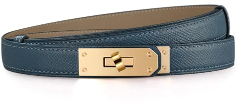 Gürtel Damen, Ledergürtel Damen, Klassisch Einfarbig Belt Women, Metall-Drehverschluss, Elegantes Marineblau Mit Goldener Schnalle, Verstellbar, Ideal Für Geschenk Muttertag Und Tägliches Tragen