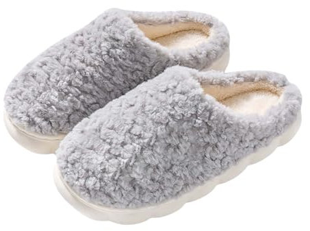 Generic - Pantoufles extra larges pour femme - Grande largeur - Doux et confortables - Réchauffez vos pieds en hiver - Pantoufles chaudes pour la maison - Gris, 40 EU