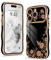 Wirvyuer Kompatibel mit iPhone 13 Pro Max Hülle Blumenmuster Wellen Lockige Form Handyhülle mit erhoben Kameraschutz Mädchen Galvanik Schutzhülle Silikon Girls Case für iPhone 13 Pro Max Schwarz
