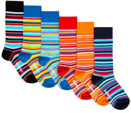 OddBalls Patterned Socks, 6 Pack - Colourful, Cotton Crew Fit Multipack