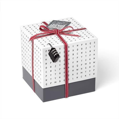 SURPRISA Geschenkbox, Rätselbox Geldgeschenke Verpackung, Gutscheine zum Geburtstag oder Hochzeit, Worträtsel, Größe M (16cm)