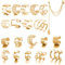 WOZNU Manchette d'Oreille pour Femme Faux Piercing Oreille Réglables Boucles Oreille Sans Trou Ear Cuff Non Piercing Helix Cartilage Boucles d'Oreilles Ensemble avec Boîte