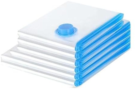 Hossom Sac Sous Vide Vêtement Aspirateur, Ensemble de 8 (2 jumbo, 2L, 2M, 2S) Sac Rangement Sous Vide Aspirateur avce Pompe Électrique et Pompe Manuelle Pour VêTements, Couettes, Voyages