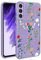 BEENTRYS Blumen Handyhülle für Samsung Galaxy A70,Glitzer Floral Aesthetic Design Frauen Mädchen Stoßfeste Weiche TPU Silikon Glitter Schutzhülle für Samsung Galaxy A70(S202-Lila)