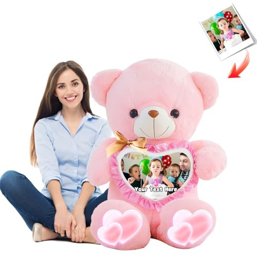 MeterBear 60cm à 125cm Nounours Geant Personnalisé Cadeau Personnalisé pour Elle, XXL Nounours Geante Personnalisé Cadeau d'anniversaire Nounours Géante Valentin