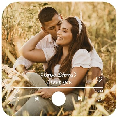 Custom Music Album Fridge Magnets with Photo, Personalized Refrigerator Magnet with Built-in Music Player,Unique Home Decor Gift for Couples, Music Lovers on Anniversary Christmas Valentine's Day