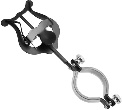 Klarinetten-Lyra-Notenklammer, Metall Klarinetten-Notenklammerhalter für Blaskapelle Klarinettenleierklemme für Flöte Trompete Blasinstrumente Üben Anfänger (Schwarz)