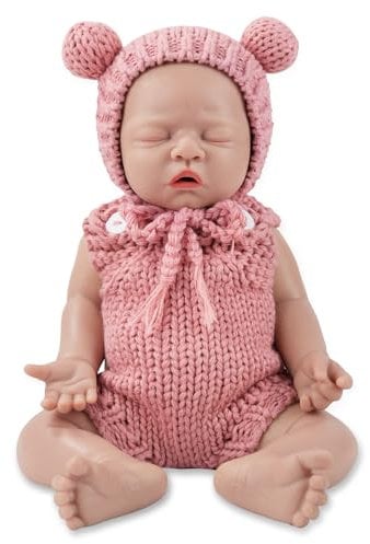 Vollsilikon 31cm Reborn Babypuppe Mädchen Lebensechte Neugeborene Silikonpuppe für Kinder ab 3 Jahren und Sammler Realistische Spielpuppe, Weihnachten oder zum Geburtstag