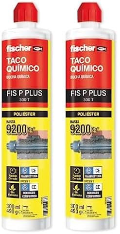 fischer Taco Químico, Gris, 300 ml (Paquete de 2)