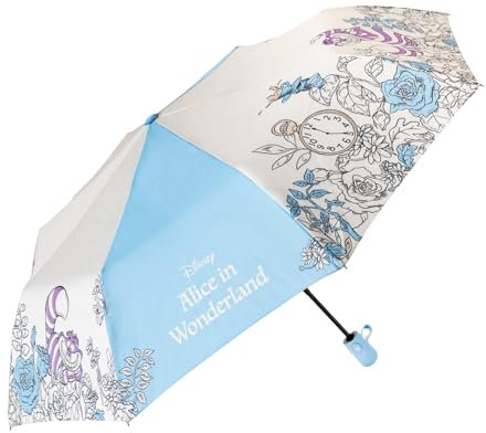 Grupo Erik Compact Umbrella Alice in Wonderland | Lightweight, Foldable & With Cover, Small Travel Umbrella Kids | Disney Alice in Wonderland Gifts Under 20 Pounds