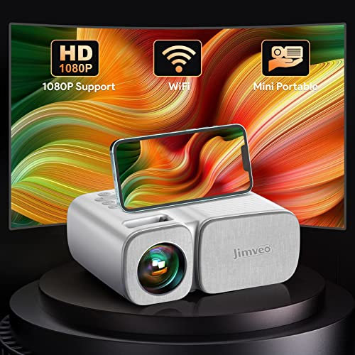 Beamer-Jimveo WiFi Mini Beamer 20000L 1080P Unterstützung Beamer 250''Display Mini Projektor LCD Heimkino/Outdoor/Kompatibel mit TV Stick/X-Box/DVD/Laptop/Smartphone Kleiner Beamer