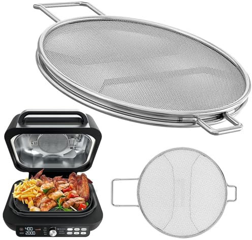 Stainless Steel Splatter Shield for Ninja Foodi Max PRO AG651UK, Detachable Indoor Grill Accessories Reusable Ninja Air Fryer Accessories