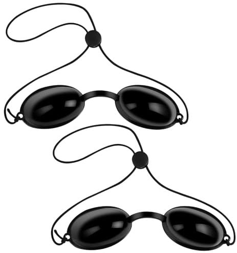 LOPHE Gafas de Bronceado de Seguridad, 2 Piezas Fototerapia Gafa de Sol de Belleza, Ajustables, Anteojos Rayos UVA para Tomar El Sol, Protector Ocular UV Light Protectores (Negro*2)