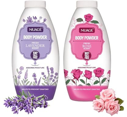 2 x Rose & Lavender Scented Body Powder - Fresh Fragranced - Moisture Absorbing Body Powder for Smooth Soft Skin - 250g