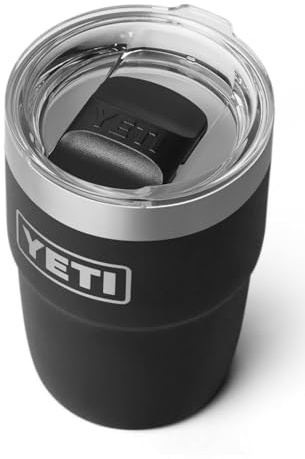 YETI Rambler 8 oz (236 ml) Stackable Cup with Durasip Ceramic Lining, Stainless Steel Vacuum Insulated Coffee Cup with Removable Magslider Lid, Black