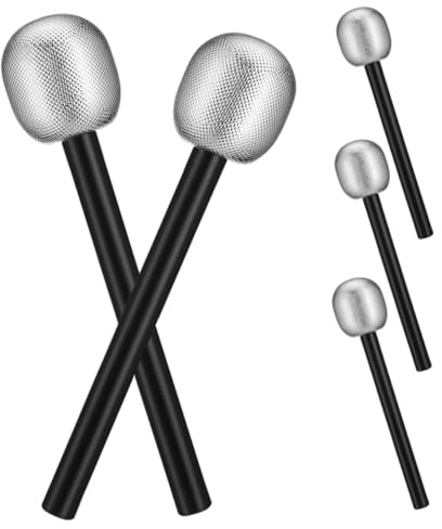 Abaodam 5pcs Realistic Fake Microphone Props for Party Pretend Play Silver Simulation Microphones Models for Costume Birthday Cosplay and Festive Gatherings