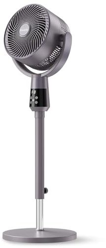 Embilis Ventilateur sur Pied Oscillant, Ventilateur sur Pied Ultra-Silencieux 25dB avec 8 Vitesses, Minuterie de 12H, Circulateur d'Air à Hauteur Réglable pour Toute la Pièce, Salon, Bureau et Chambre