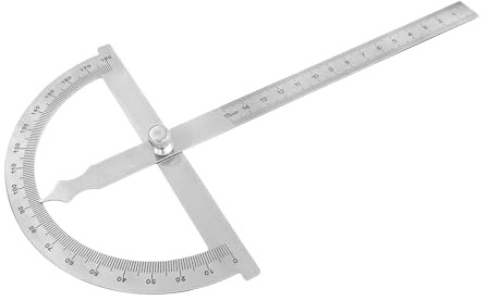 Flintronic 0-180° Goniometro, Goniometro in Acciaio Inox, con Vite di Bloccaggio Regolabile e Righello da 150 mm, Misure Incise a Laser, per Falegname, Marcatura, Disegno, Pittura, DIY
