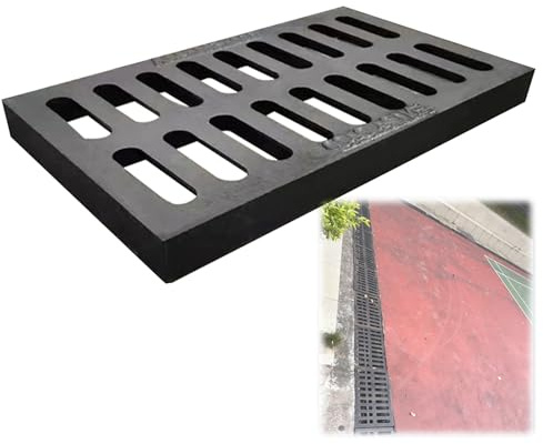 Abflussgitter, Bodenablauf Keller aus Duktilem Gusseisen, Abflussgitter Aussen Geeignet für Einfahrten, Betonflächen, Höfe, Verstopfungsfrei(25 * 50 * 4cm/9.8 * 19.7 * 1.6in)