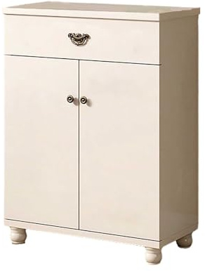 HLDJYLZS Schuhschrank, Mit Verstellbaren Regalen, Farmhouse Schuh Aufbewahrung, Holzwerkstoff, Flur Diele Wohnzimmer Schlafzimmer(Warm White,23.6 * 12.9 * 36.2in)