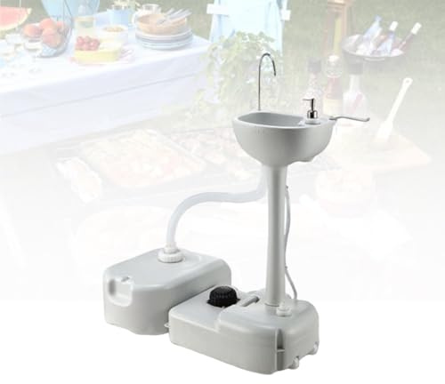 KAIKAFEI Station De Lavage des Mains Portable Améliorée avec Lavabo Autonome, évier Mobile sur roulettes Et Réservoir D’Eau, Parfaite pour Camping, Jardin(17L+24L)