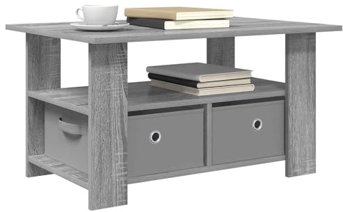 vidaXL Couchtisch Graues Sonoma 77 x 55 x 42 cm Holzwerkstoff, Moderner rechteckiger Couchtisch, stylisches Wohnzimmer, robuste Bauweise mit viel Stauraum für die Familie