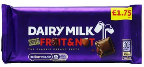 Dairy Milk - Fruit & Nut Chocolate Bar 22 x 95G Taste The Sweetness In Every Bite Twisty Treat, Special For Easter Christmas,Birthday