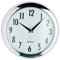 Premier Housewares Round Halo Wall Clock, 24 cm - Chrome Finish, White