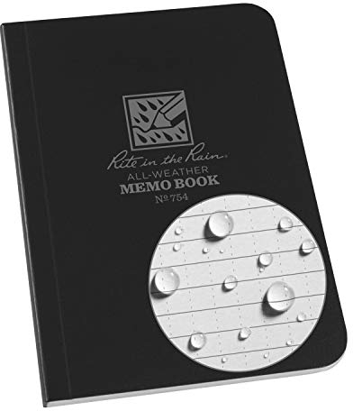 Rite In The Rain Notizblock, wetterfest (374-m), Unisex, Field-Flex Memo Waterproof, schwarz