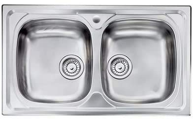 Cm Fregadero empotrable Mondial 86 x 50 2 senos acero inoxidable cepillado - 11534