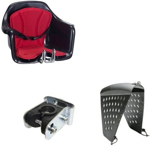 Seggiolino H T P per Bambini Anteriore Milù, Grigio, per Bici. (Nero/Rosso)