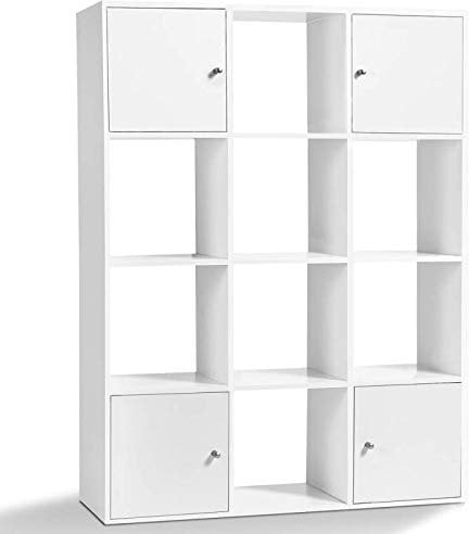 IDMarket - Mueble de almacenamiento (imitación a madera de haya, con 3 puertas, estructura modular de 12 cubos)