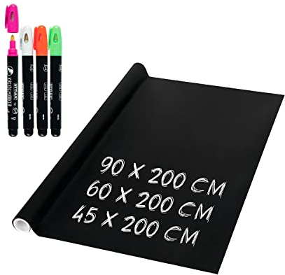 shelfmade Tafelfolie 60x200 inkl. Kreidemarker - selbstklebend & abwischbare Folie - Tafel Selbstklebend Kreidefolie selbstklebend Tafel Kinder Wand für Küche oder Kinderzimmer