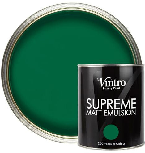 Vintro | Luxury Matt Emulsion | Smooth Chalky Finish | Multi Surface Paint | for Walls, Ceilings, Wood and Metal (Dark Green) 1L