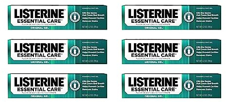 Listerine Essential Care Toothpaste, Bad Breath Treatment, Cavity Prevention, Fluoride Toothpaste; Powerful Mint Flavor, 4.2 oz, 6 Pack