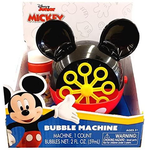 Disney Mickey Mouse Fun House Bubble Machine with 2 oz. of Bubbles for Ages 3 and Up. Perfect for Outdoor Fun and Endless time